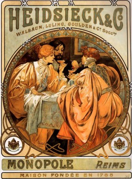  Alphons Lienzo - Heidsieck y Co 1901 Art Nouveau checo distintivo Alphonse Mucha